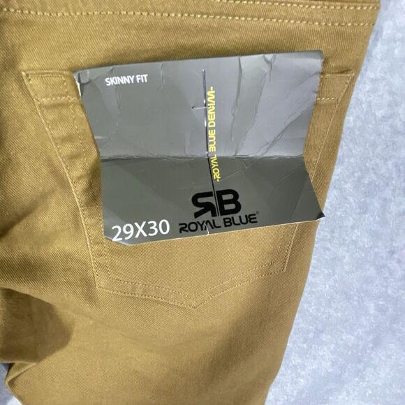 Royal Blue Mens Jeans 31x30 Khaki Super Skinny Tapered Stretch Preppy School NWT - Picture 10 of 11